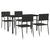 5 Piece Garden Dining Set Black Poly Rattan and Steel