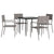 5 Piece Garden Dining Set Grey and Black Poly Rattan and Steel