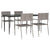 5 Piece Garden Dining Set Grey and Black Poly Rattan and Steel