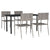 5 Piece Garden Dining Set Grey and Black Poly Rattan and Steel