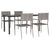 5 Piece Garden Dining Set Grey and Black Poly Rattan and Steel