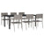 7 Piece Garden Dining Set Grey and Black Poly Rattan and Steel