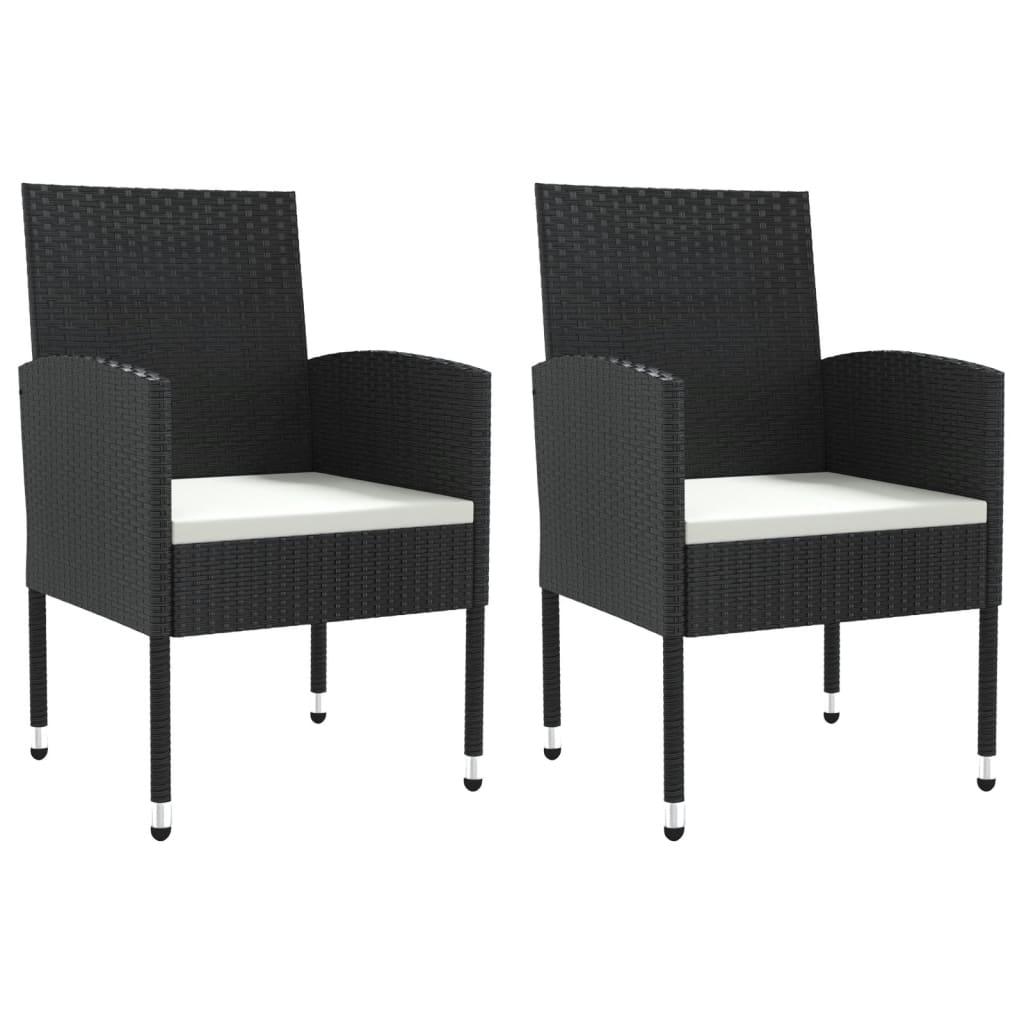 3 Piece Garden Dining Set Black Poly Rattan and Steel