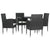 5 Piece Garden Dining Set Black Poly Rattan and Steel