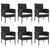 7 Piece Garden Dining Set Black Poly Rattan and Steel