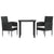 3 Piece Garden Dining Set Black Poly Rattan and Steel