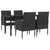 5 Piece Garden Dining Set Black Poly Rattan and Steel