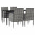 5 Piece Garden Dining Set Grey and Black Poly Rattan and Steel