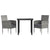 3 Piece Garden Dining Set Grey and Black Poly Rattan and Steel