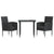 3 Piece Garden Dining Set Black Poly Rattan and Steel