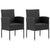 3 Piece Garden Dining Set Black Poly Rattan and Steel