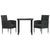 3 Piece Garden Dining Set Black Poly Rattan and Steel