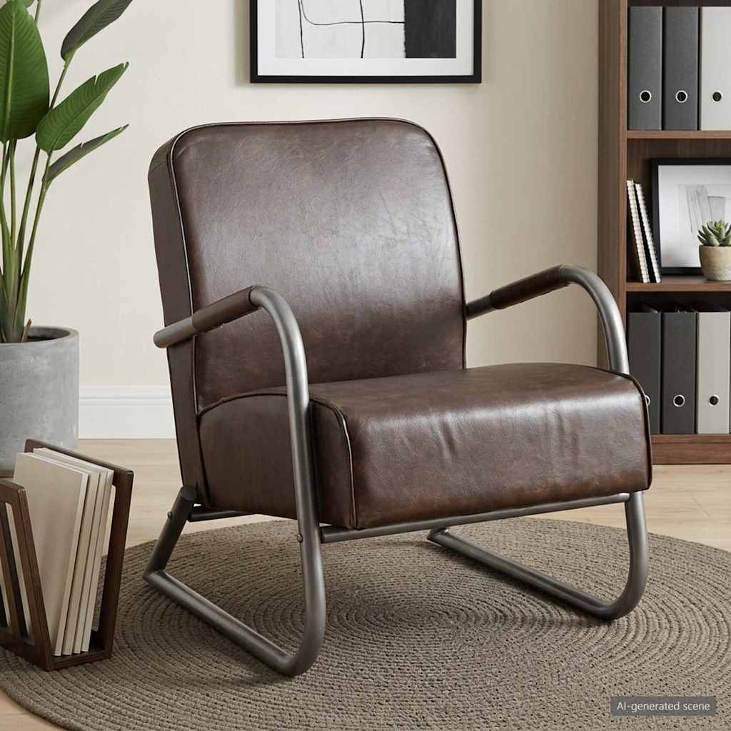 Sofa Chair Brown Real Leather