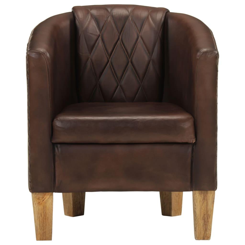 Tub Chair Dark Brown Real Leather