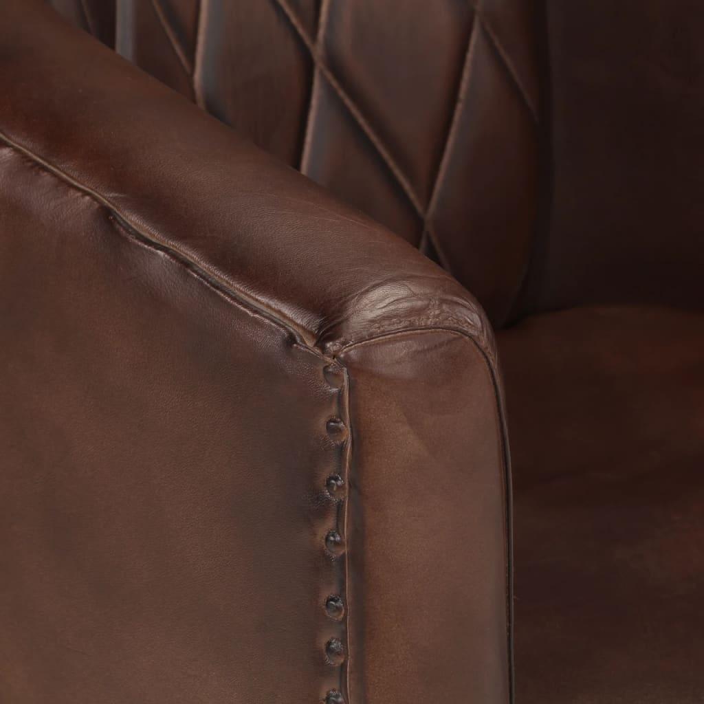 Tub Chair Dark Brown Real Leather