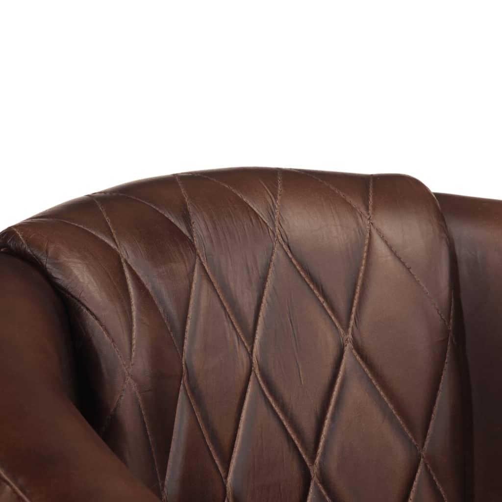 Tub Chair Dark Brown Real Leather