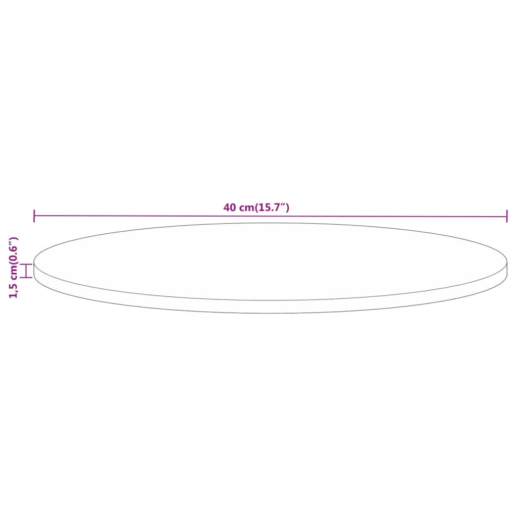 Table Top Ø 40x1.5 cm Round Solid Wood Rough Mango