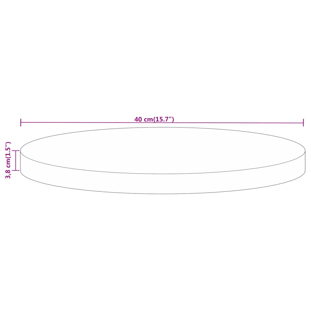 Table Top Ø 40x3.8 cm Round Solid Wood Rough Mango