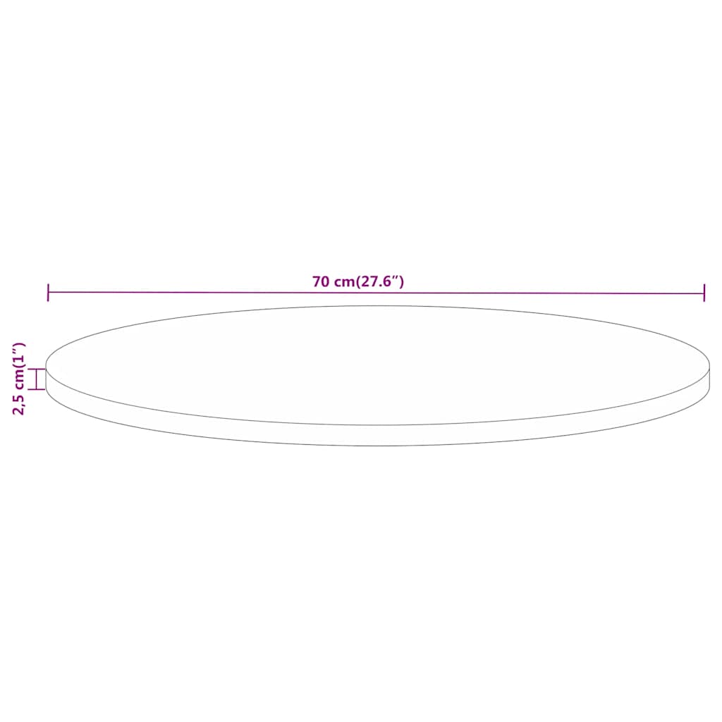 Table Top Ø 70x2.5 cm Round Solid Wood Mango