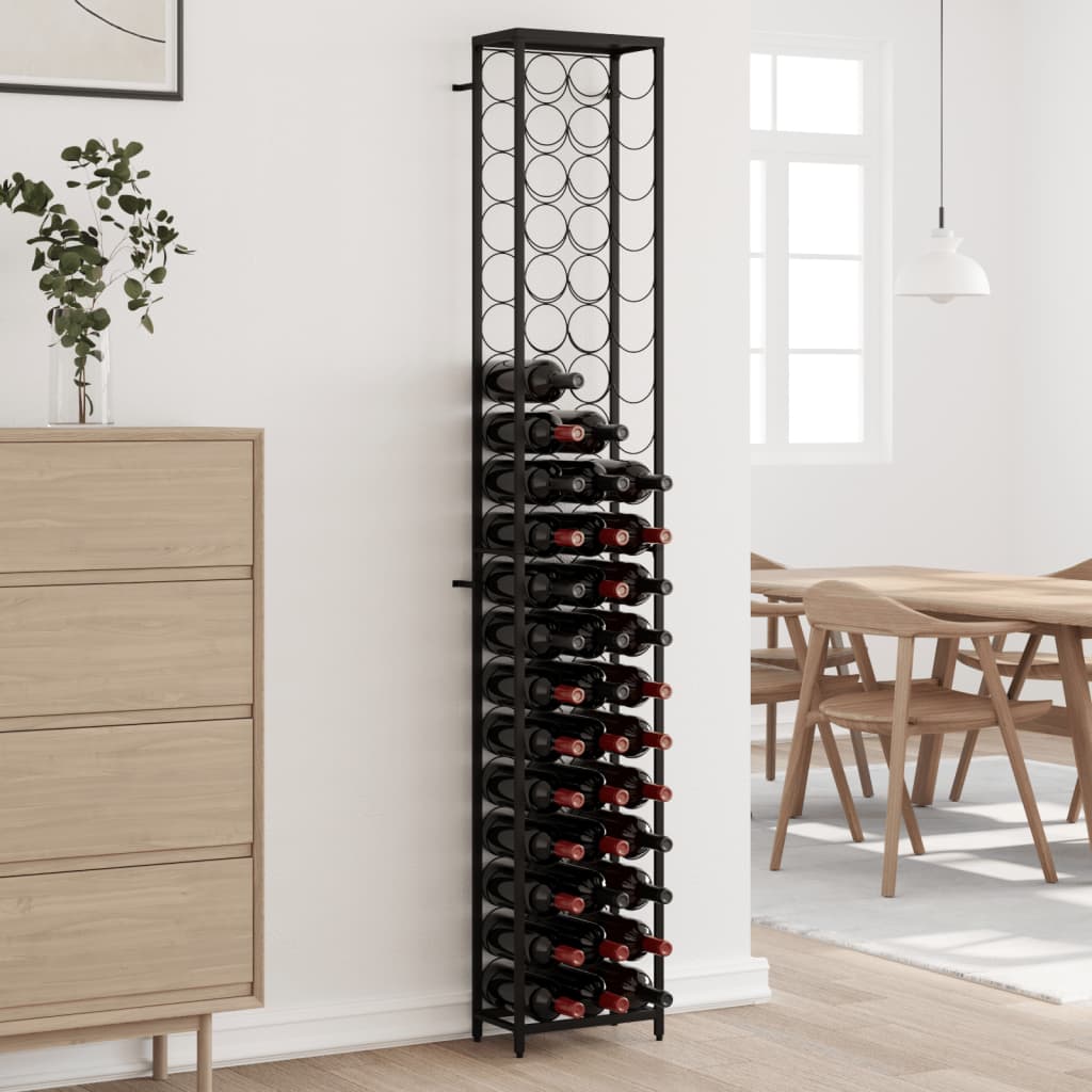 Wine Rack for 57 Bottles Black 34x18x200 cm Wrought Iron