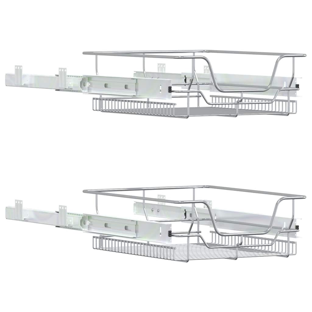 Pull-Out Wire Baskets 2 pcs Silver 45 cm