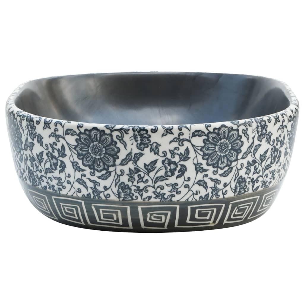 Countertop Basin Black and Blue Oval 47x33x13 cm Ceramic