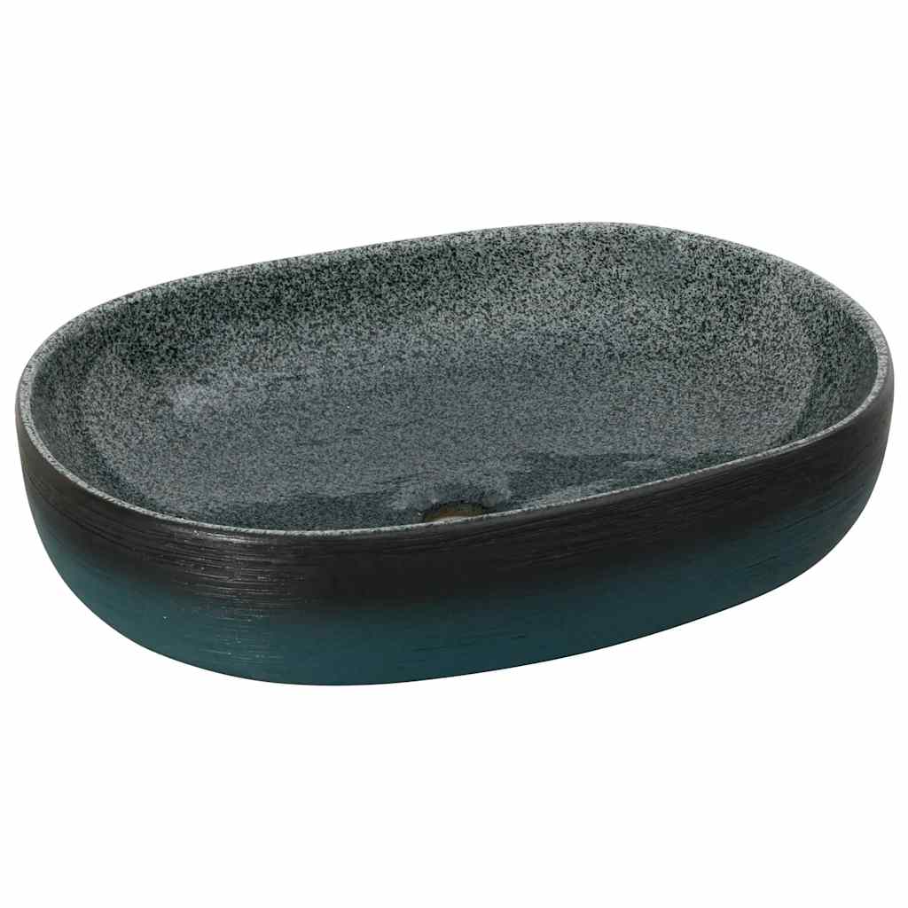 Countertop Basin Turquoise Oval 59x40x14 cm Ceramic