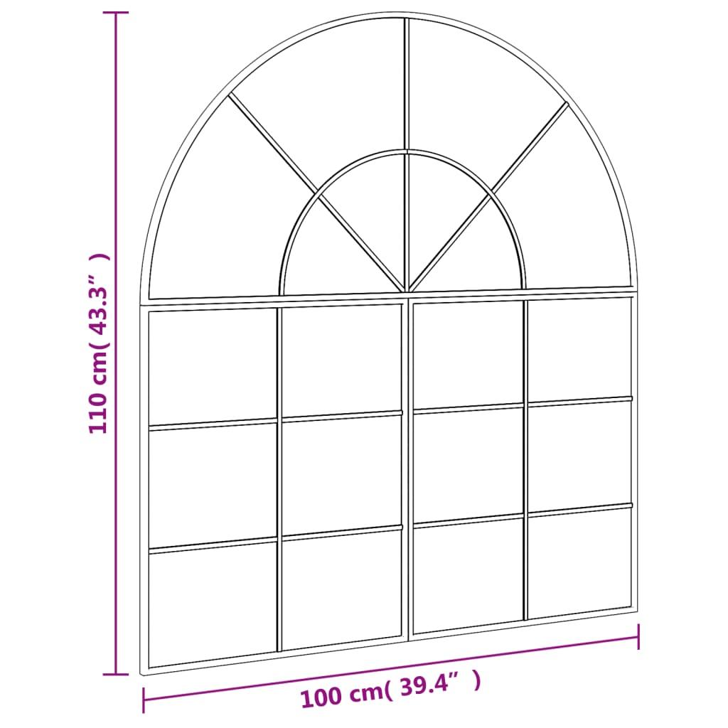 Wall Mirror Black 100x110 cm Arch Iron