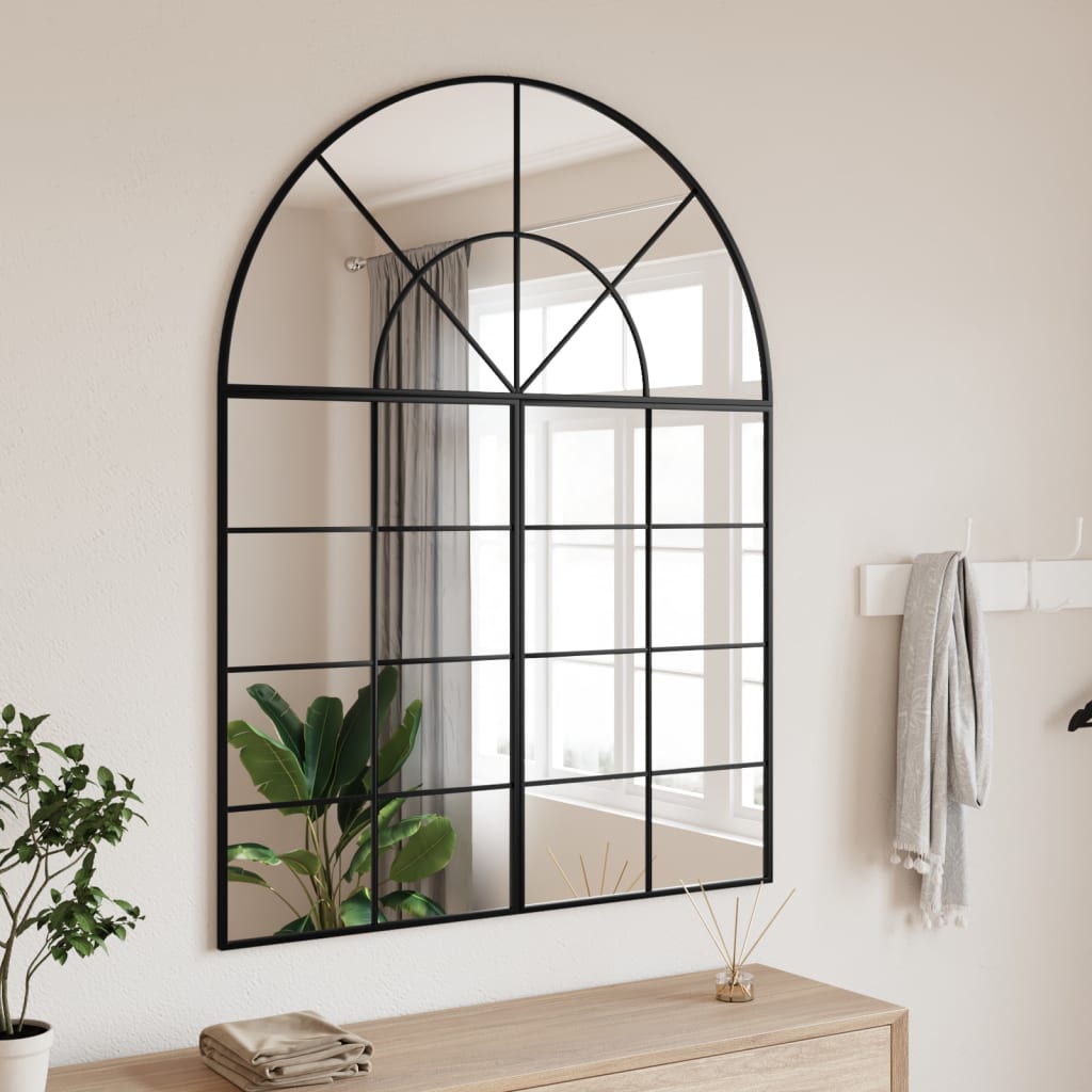 Wall Mirror Black 100x130 cm Arch Iron