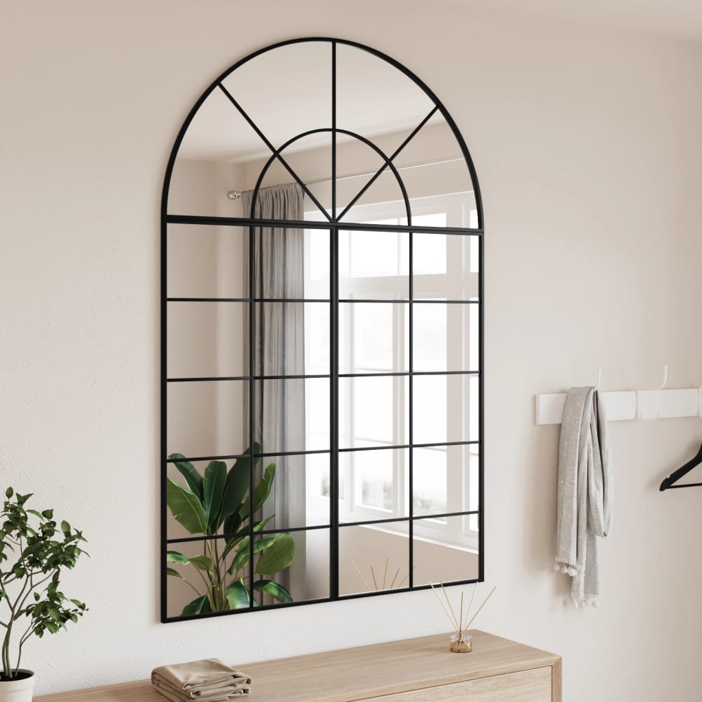 Wall Mirror Black 100x150 cm Arch Iron