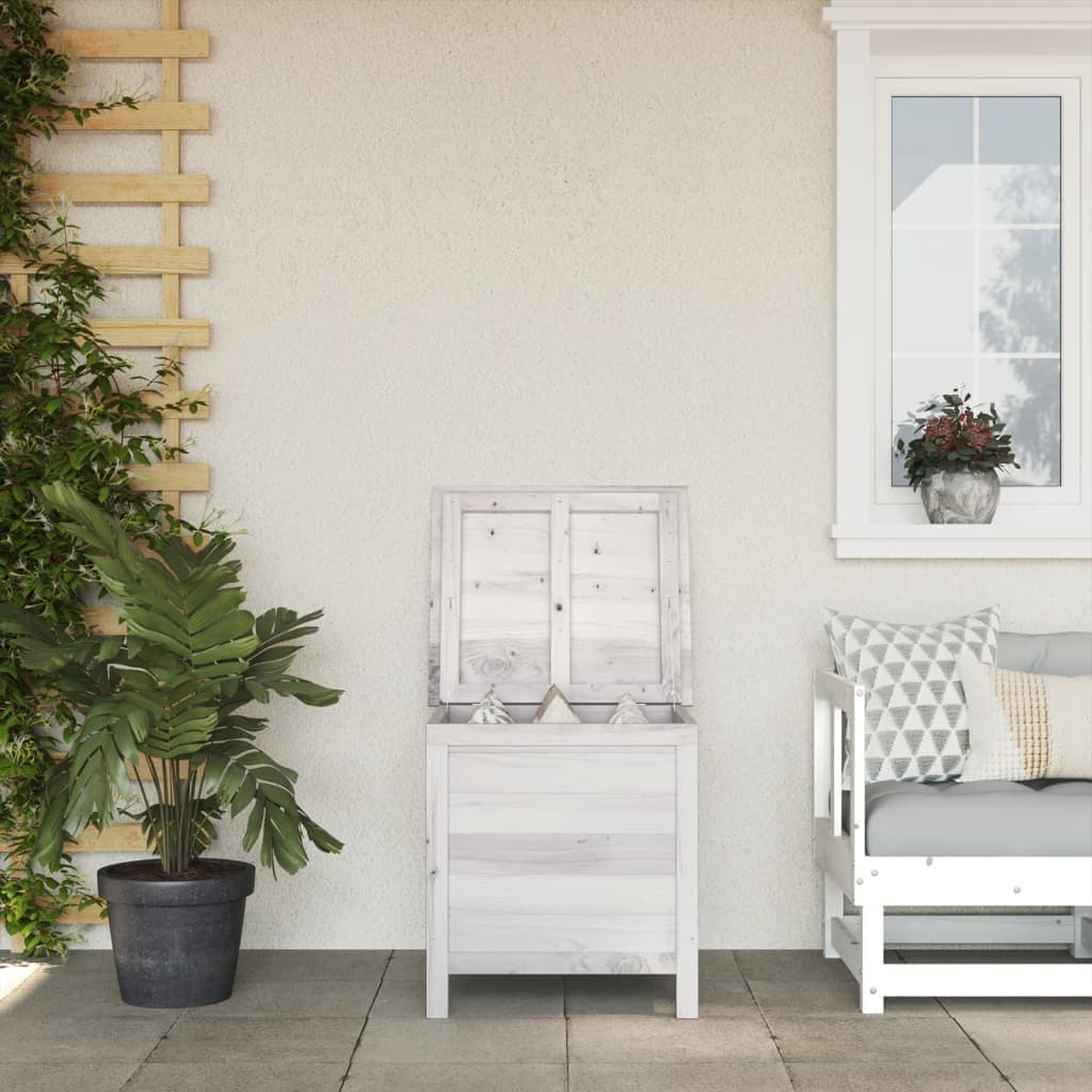 Garden Storage Box White 50x49x56.5 cm Solid Wood Fir