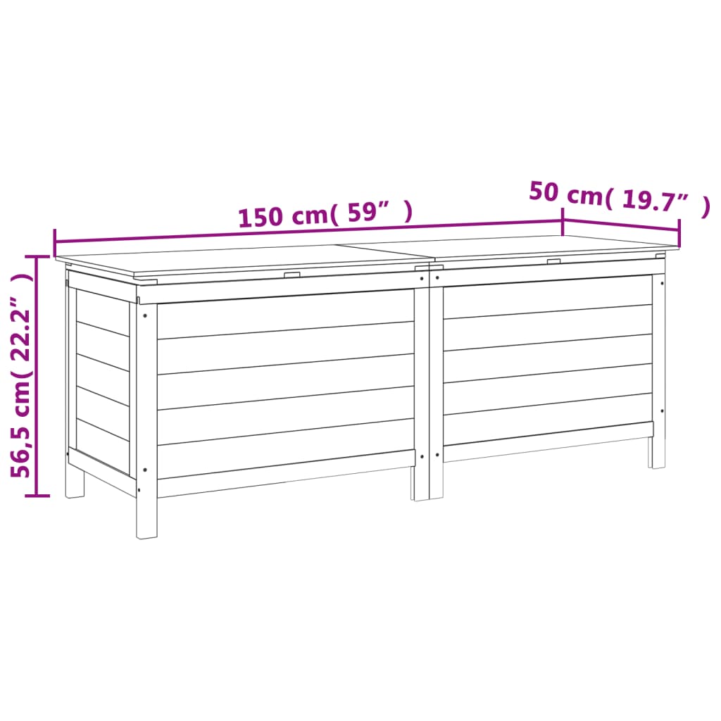 Garden Storage Box White 150x50x56.5 cm Solid Wood Fir