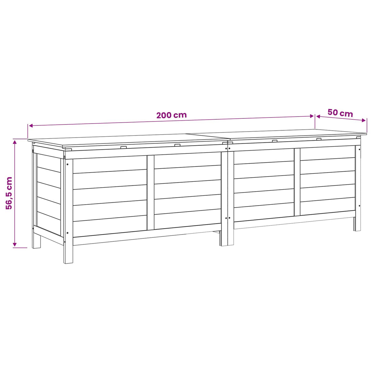 Garden Storage Box 198.5x50x56.5 cm Solid Wood Fir