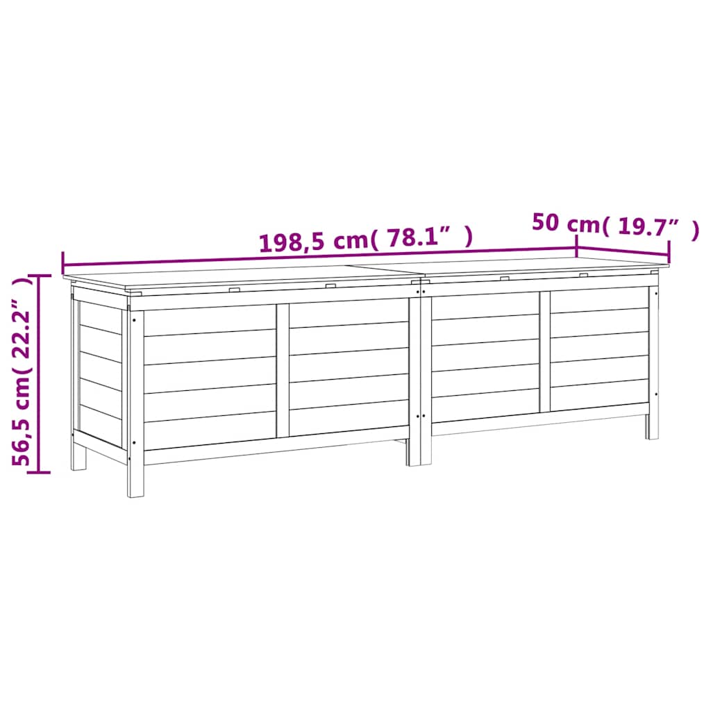 Garden Storage Box Anthracite 198.5x50x56.5 cm Solid Wood Fir