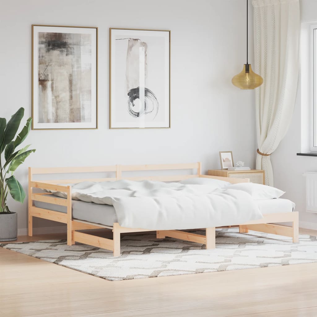 Daybed with Trundle without Mattress 90x190 cm Solid Wood