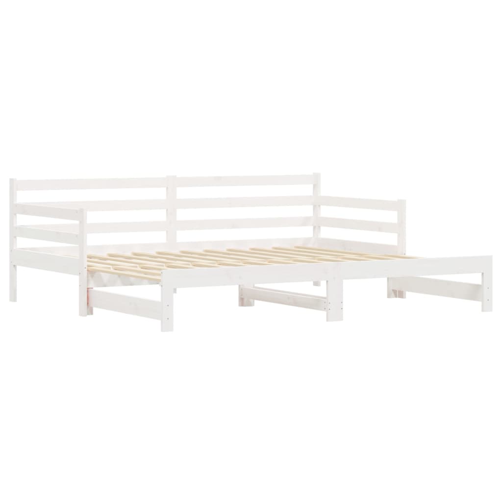 Daybed with Trundle without Mattress White 90x190 cm Solid Wood