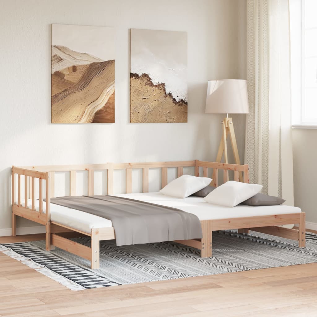 Day Bed with Trundle without Mattress 90x190 cm Solid Wood