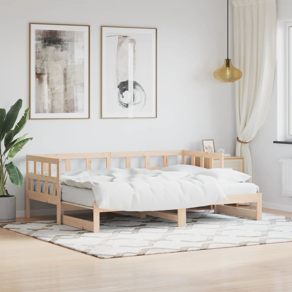 Daybed with Trundle without Mattress 90x190 cm Solid Wood