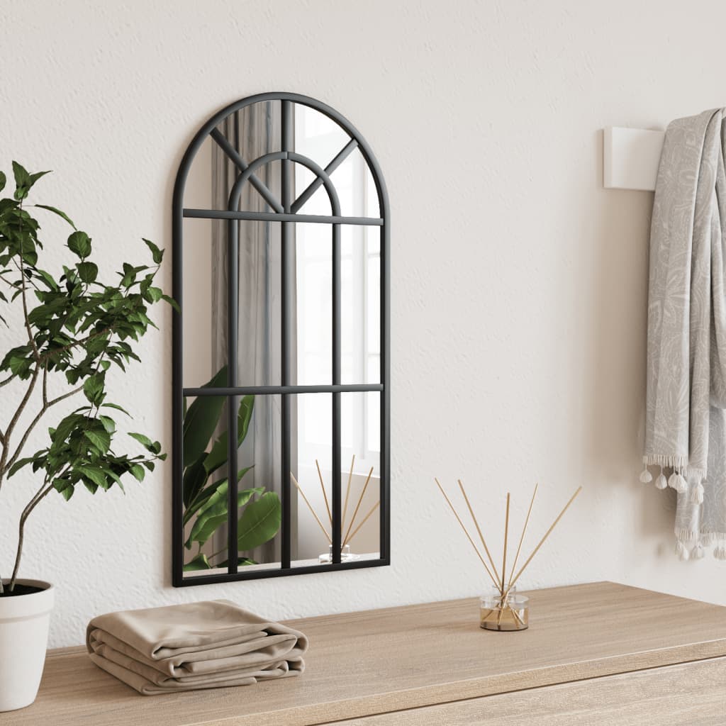 Wall Mirror Black 30x60 cm Arch Iron