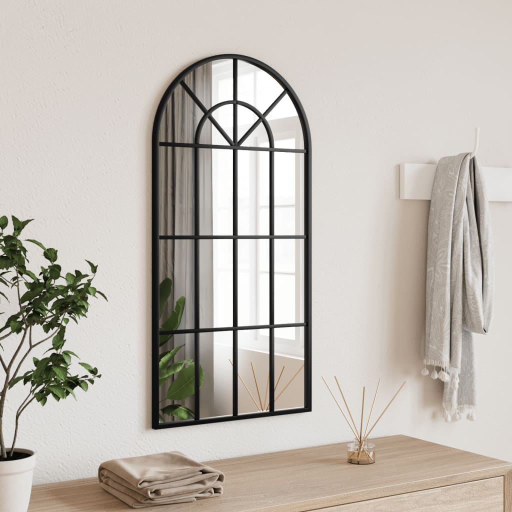 Wall Mirror Black 40x80 cm Arch Iron