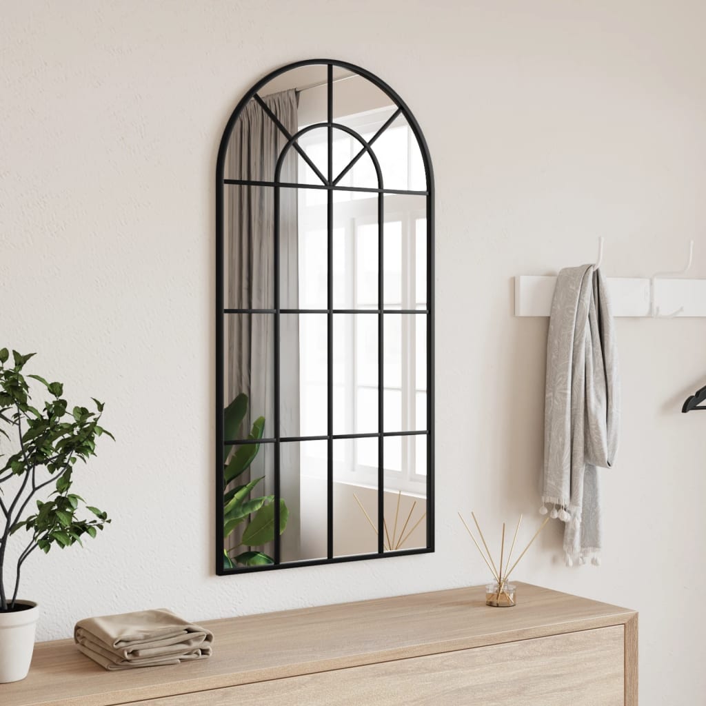 Wall Mirror Black 50x100 cm Arch Iron