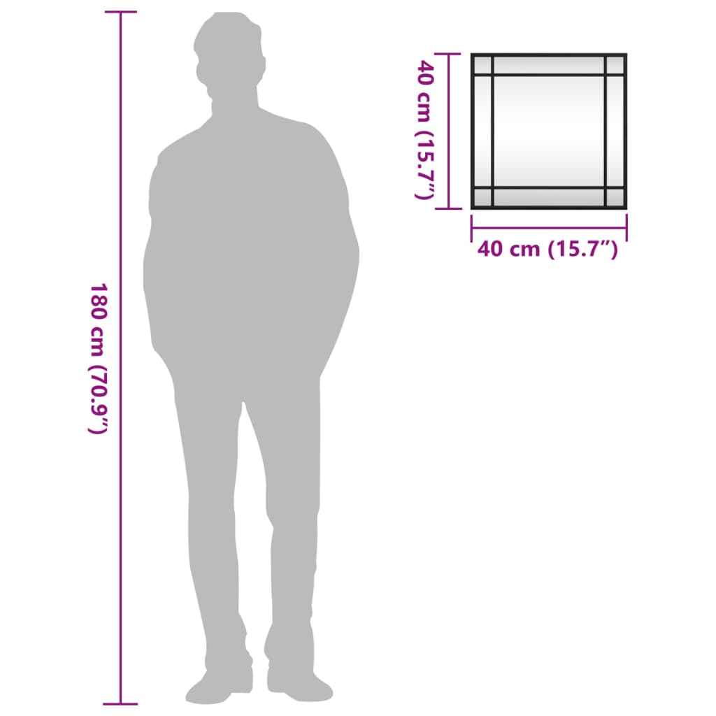 Wall Mirror Black 40x40 cm Square Iron