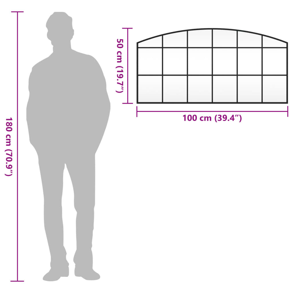 Wall Mirror Black 100x50 cm Arch Iron