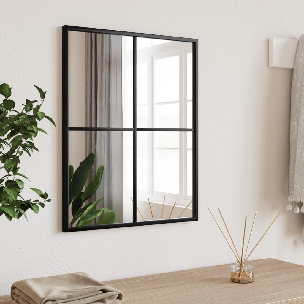 Wall Mirror Black 40x50 cm Rectangle Iron