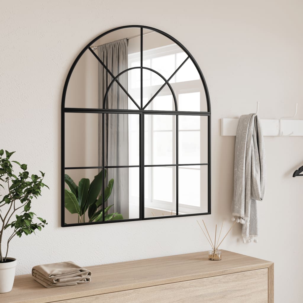 Wall Mirror Black 80x40 cm Arch Iron