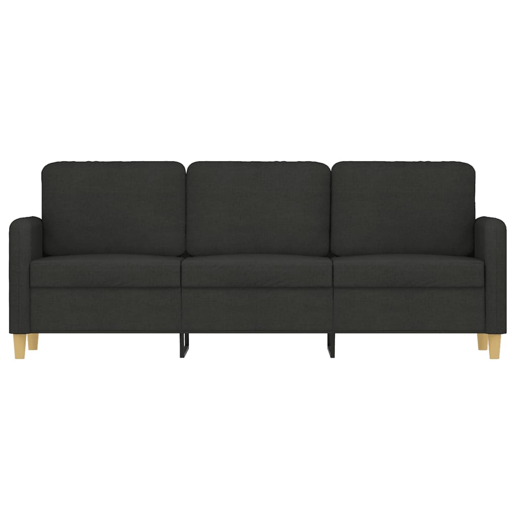 3-Seater Sofa Black Fabric 180 cm