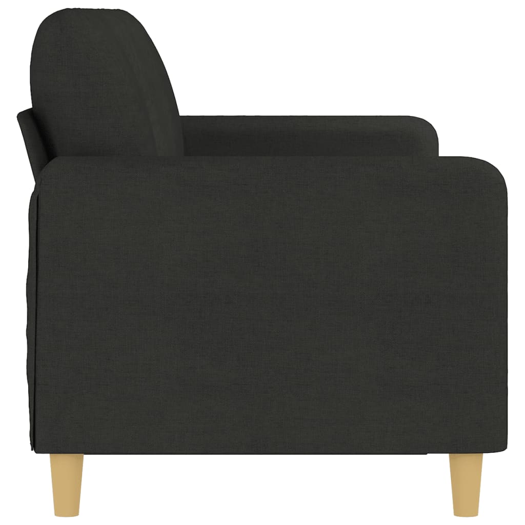 3-Seater Sofa Black Fabric 180 cm