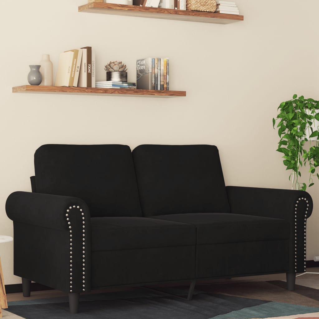 2-Seater Sofa Black 120 cm Velvet