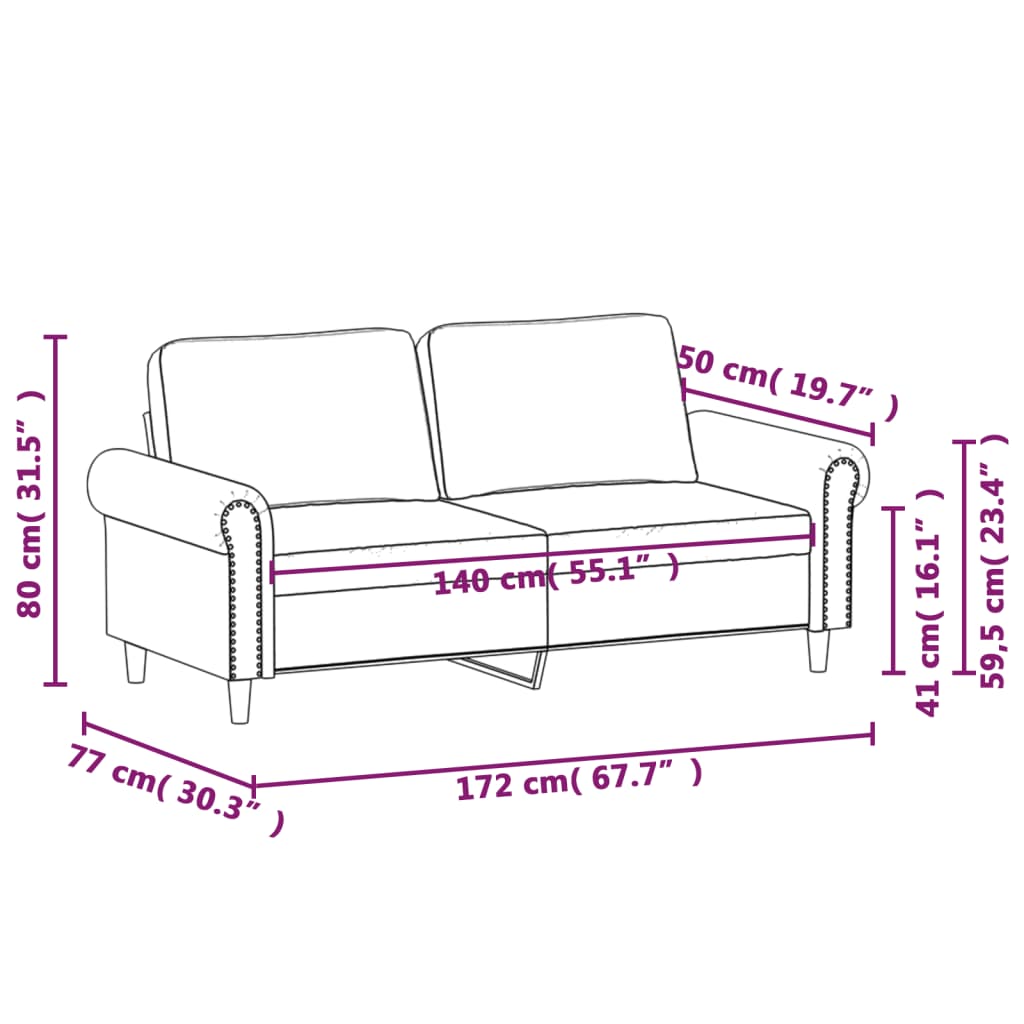 2-Seater Sofa Light Grey 140 cm Velvet