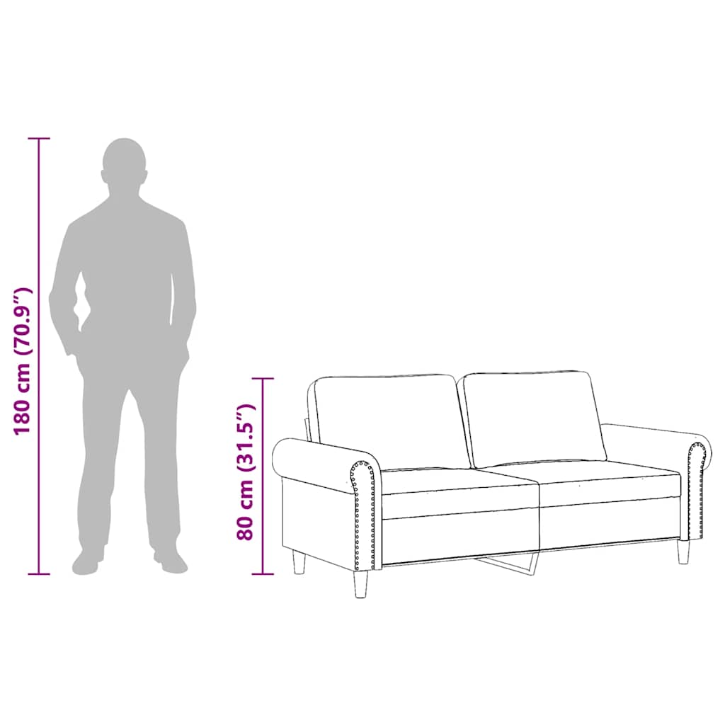 2-Seater Sofa Light Grey 140 cm Velvet